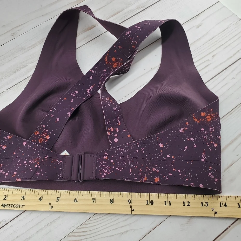 Athleta‎ Crossover Reversible Sports Bra Purple Speck Spatter Size Medium